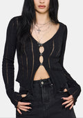 Faylin Ladder Stitch Knit Cardigan S