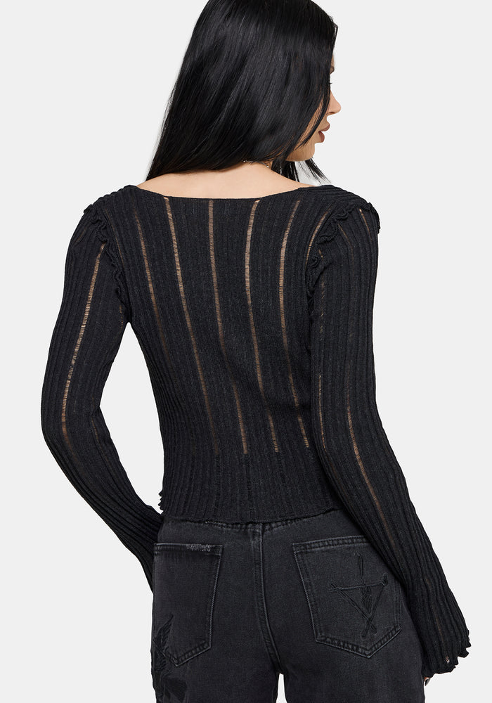 Faylin Ladder Stitch Knit Cardigan S