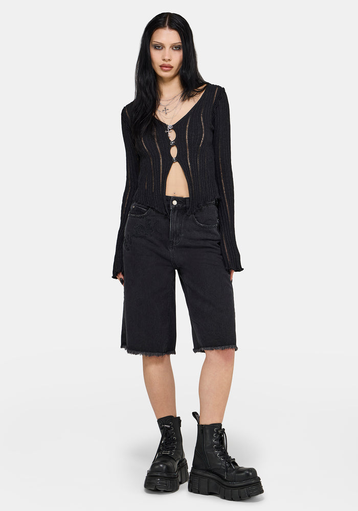Faylin Ladder Stitch Knit Cardigan S