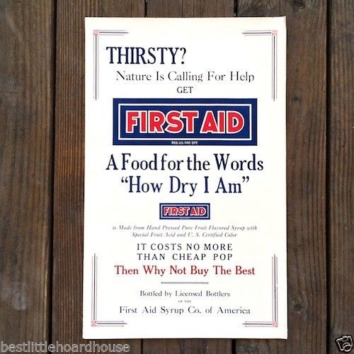 FIRST AID SYRUP Medical Store Poster 1930s