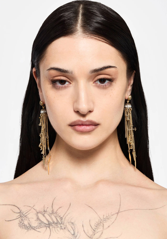 Flaren Charm Drop Earrings - Gold
