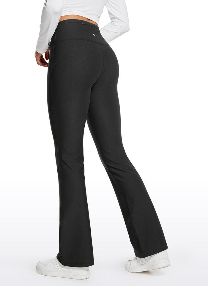 CRZ YOGA Womens Fleece Lined Flare Leggings 31" Black