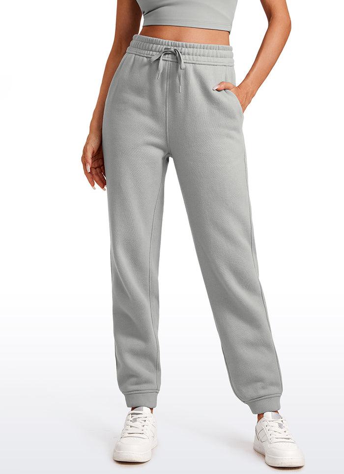 CRZ YOGA Womens Cotton Fleece Lined High Rise Sweatpants Joggers 28'' Sterling