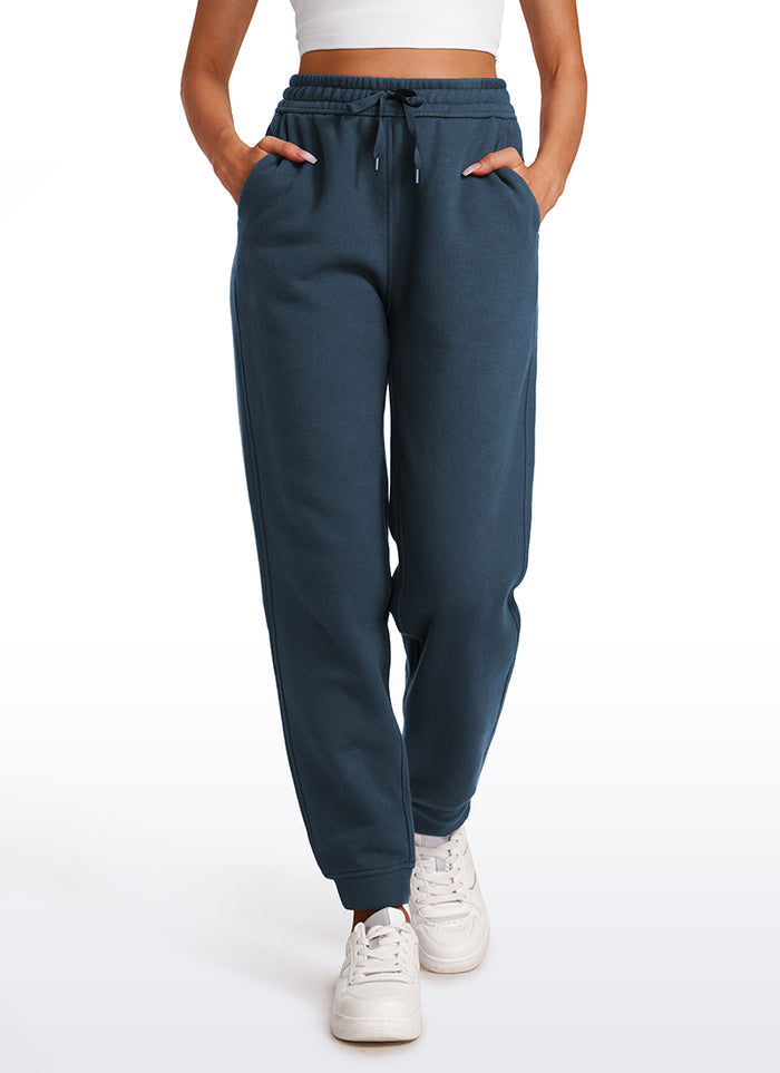CRZ YOGA Womens Cotton Fleece Lined High Rise Sweatpants Joggers 28'' Ink Blue