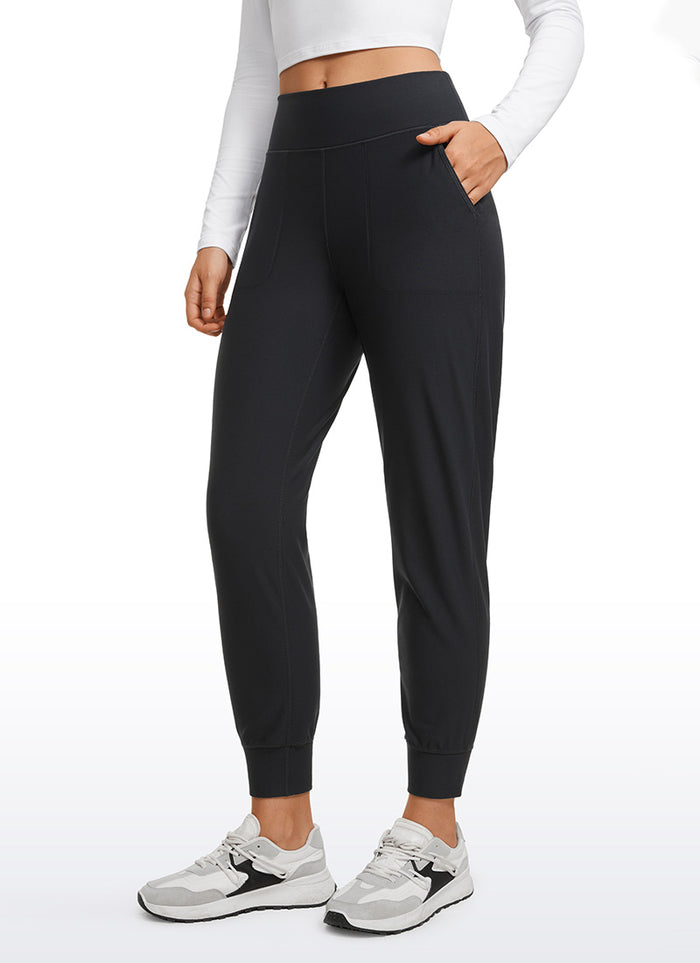 CRZ YOGA Womens Fleece Lined Soft Workout Joggers with Pockets 27.5" Black