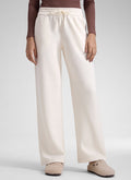 CRZ YOGA Womens Cotton Fleece Lined Straight Leg Lounge Sweatpants30'' Milky White