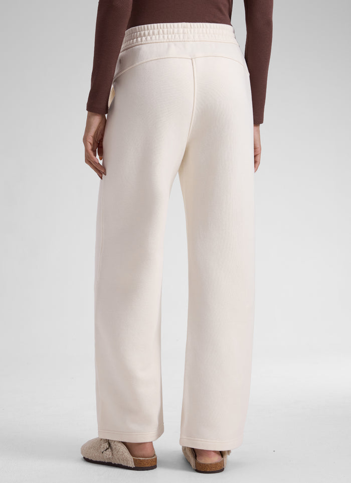CRZ YOGA Womens Cotton Fleece Lined Straight Leg Lounge Sweatpants30'' Milky White