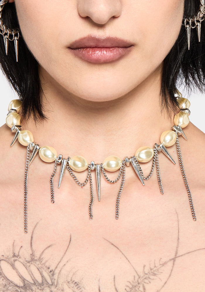 Flittex Spike Faux Pearl Choker