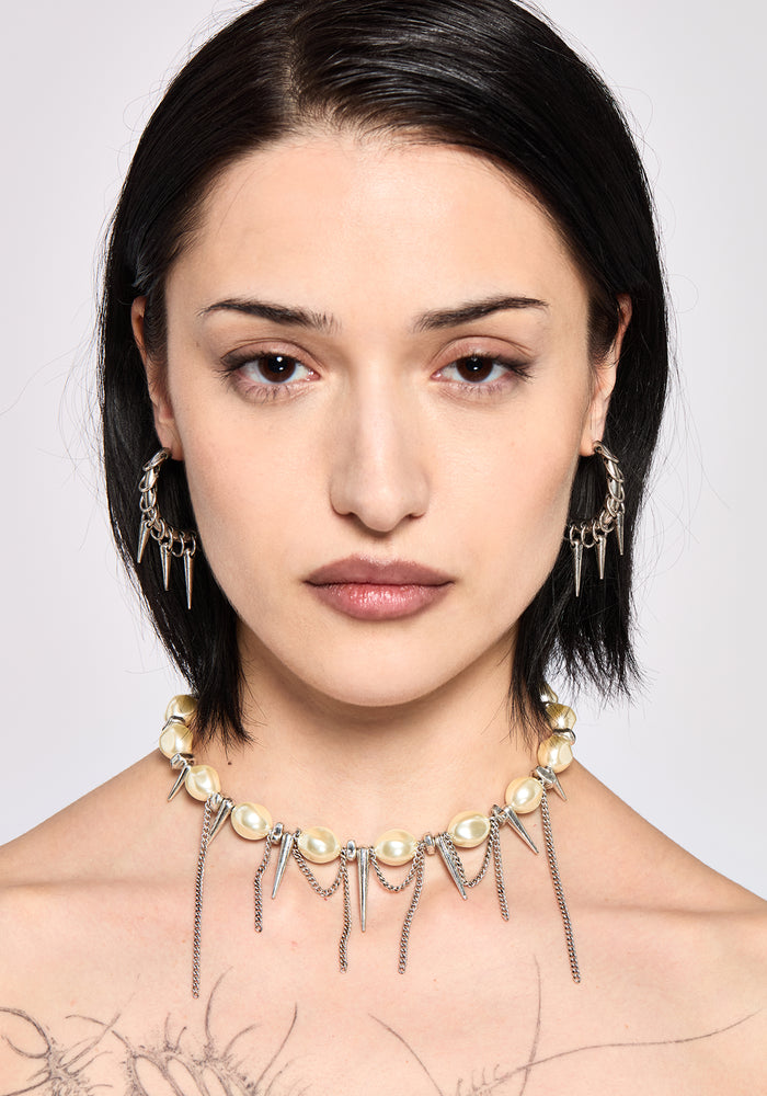 Flittex Spike Faux Pearl Choker