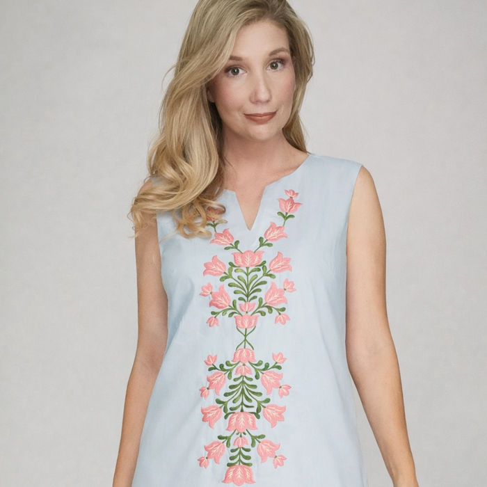 Flora Embroidered Linen-Blend Dress