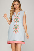 Flora Embroidered Linen-Blend Dress