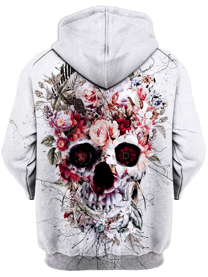 Floral Skull Unisex Zip-Up Hoodie Riza Peker Epic Hoodie