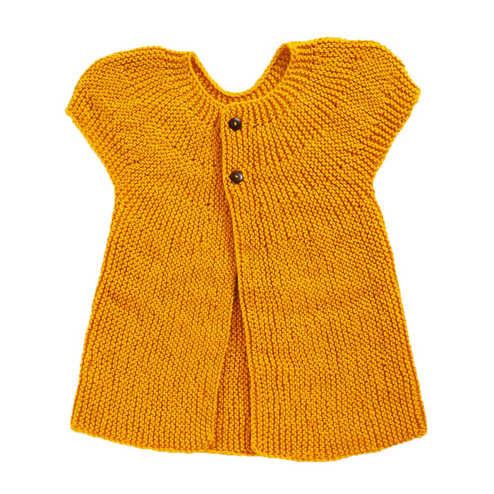 Frock Olive Green, Mustard Yellow & Classic Rose  | For Baby Girl | 100% Organic Wool | Size-3 Years - Mojopanda Organic  Store