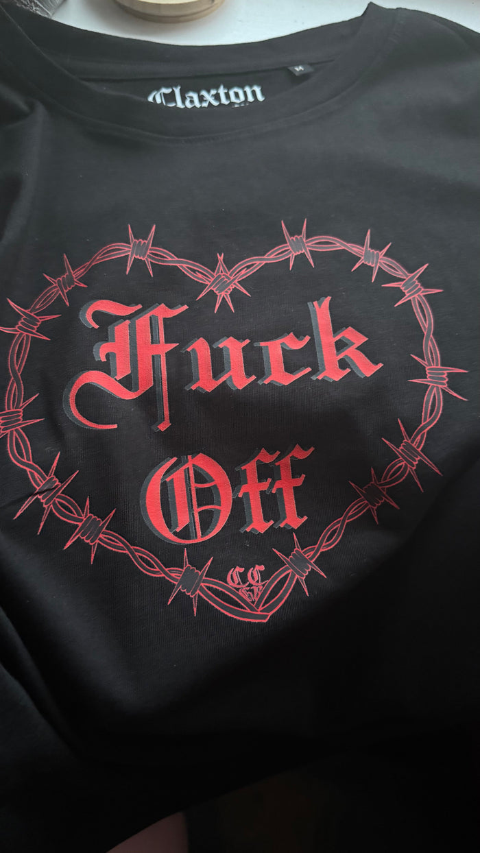 Fuck Off⛓️❤️ ruched crop top Claxton Creations GB