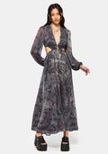 Gaia Celestial Print Chiffon Maxi Dress