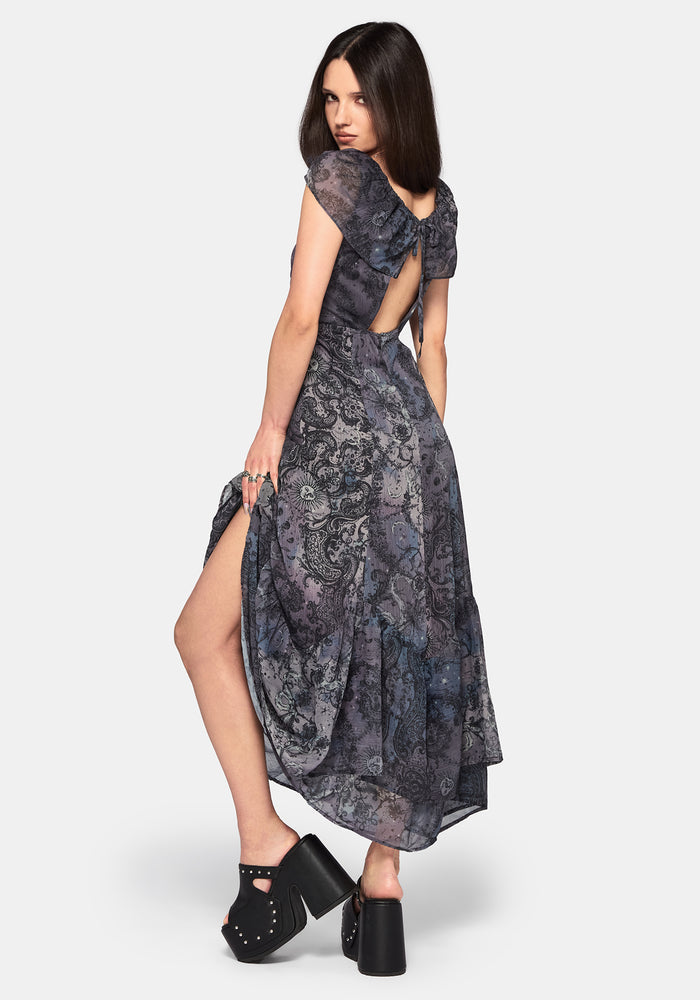 Gaia Celestial Print Chiffon Midaxi Dress