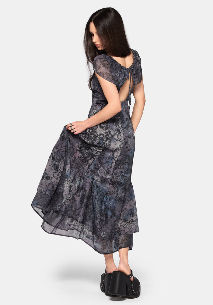 Gaia Celestial Print Chiffon Midaxi Dress