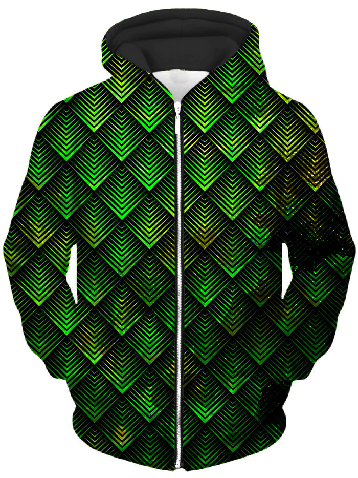 Galactic Dragon Scale Green Unisex Zip-Up Hoodie Noctum X Truth Epic Hoodie