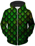 Galactic Dragon Scale Green Unisex Zip-Up Hoodie Noctum X Truth Epic Hoodie