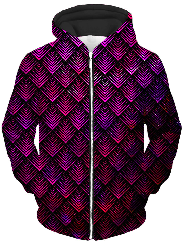 Galactic Dragon Scale Pink Unisex Zip-Up Hoodie Noctum X Truth Epic Hoodie