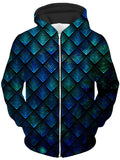 Galactic Dragon Scale Teal Unisex Zip-Up Hoodie Noctum X Truth Epic Hoodie
