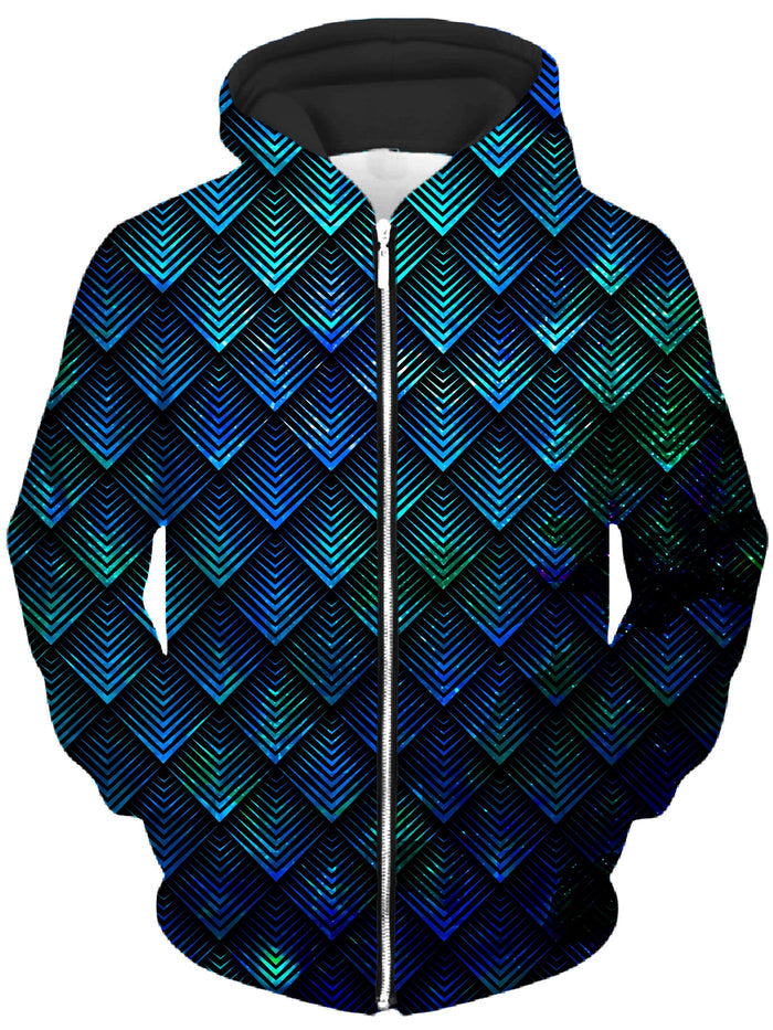 Galactic Dragon Scale Teal Unisex Zip-Up Hoodie Noctum X Truth Epic Hoodie