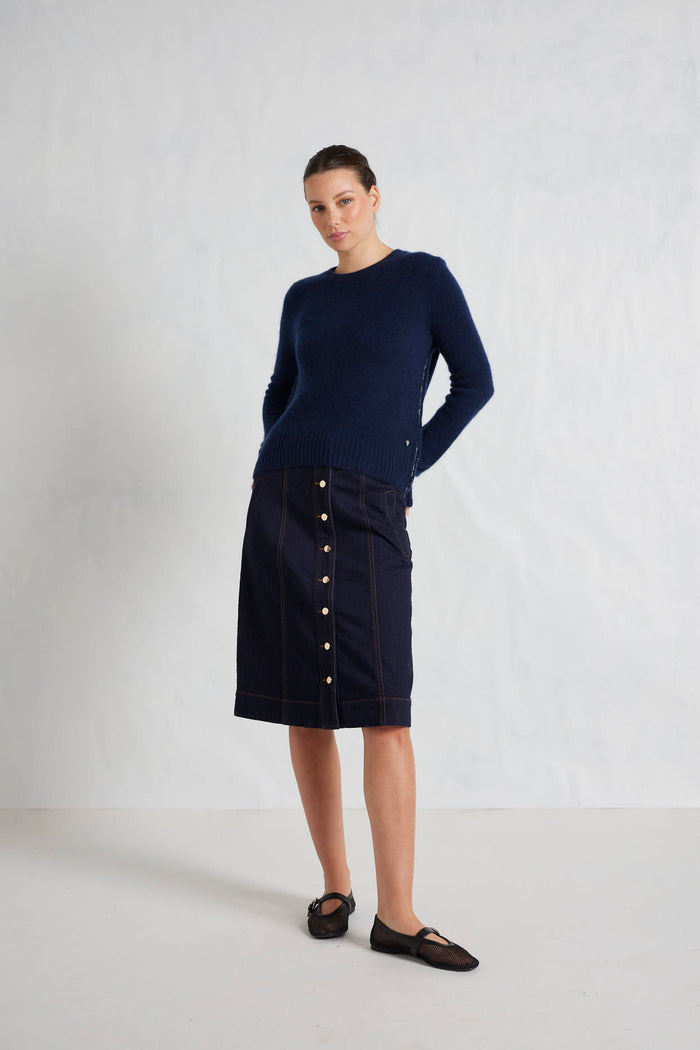 Alessandra Knitwear Georgia Cashmere Sweater in Midnight Navy