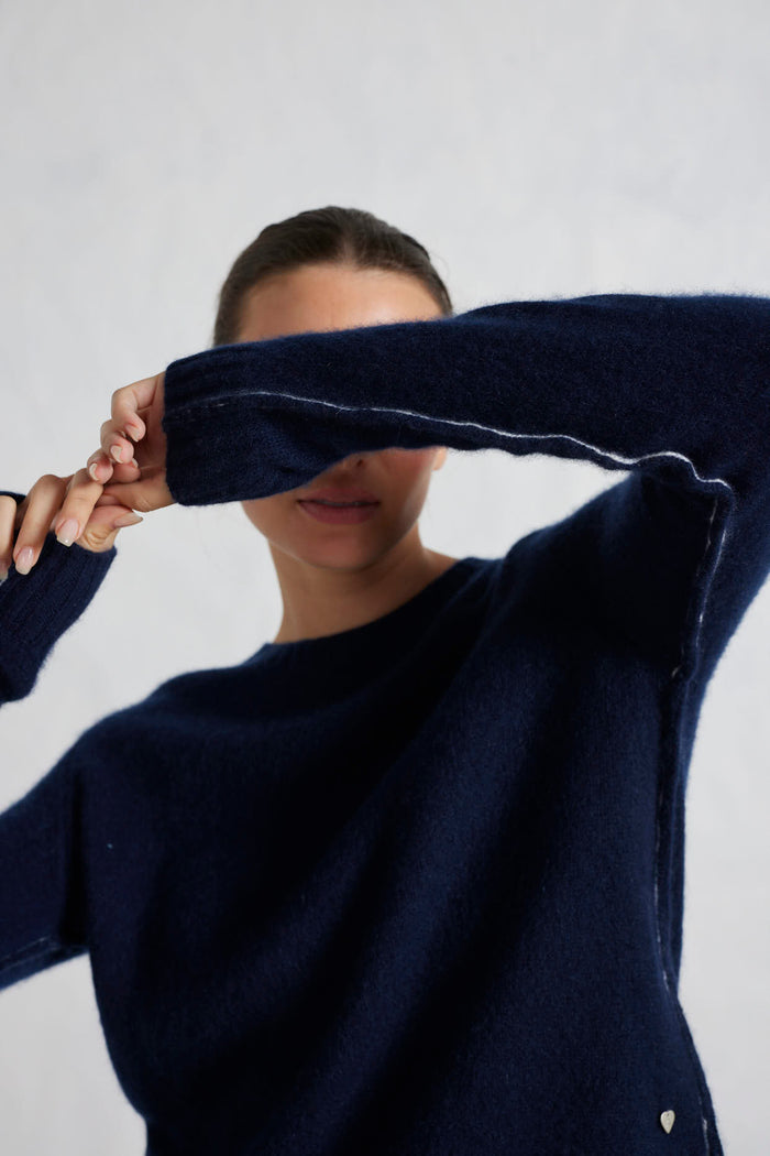 Georgia Cashmere Sweater in Midnight Navy