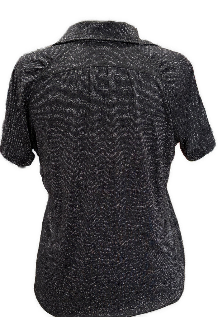 GGBlue Women's Black & Silver Metallic Golf Polo Size L MSP$88