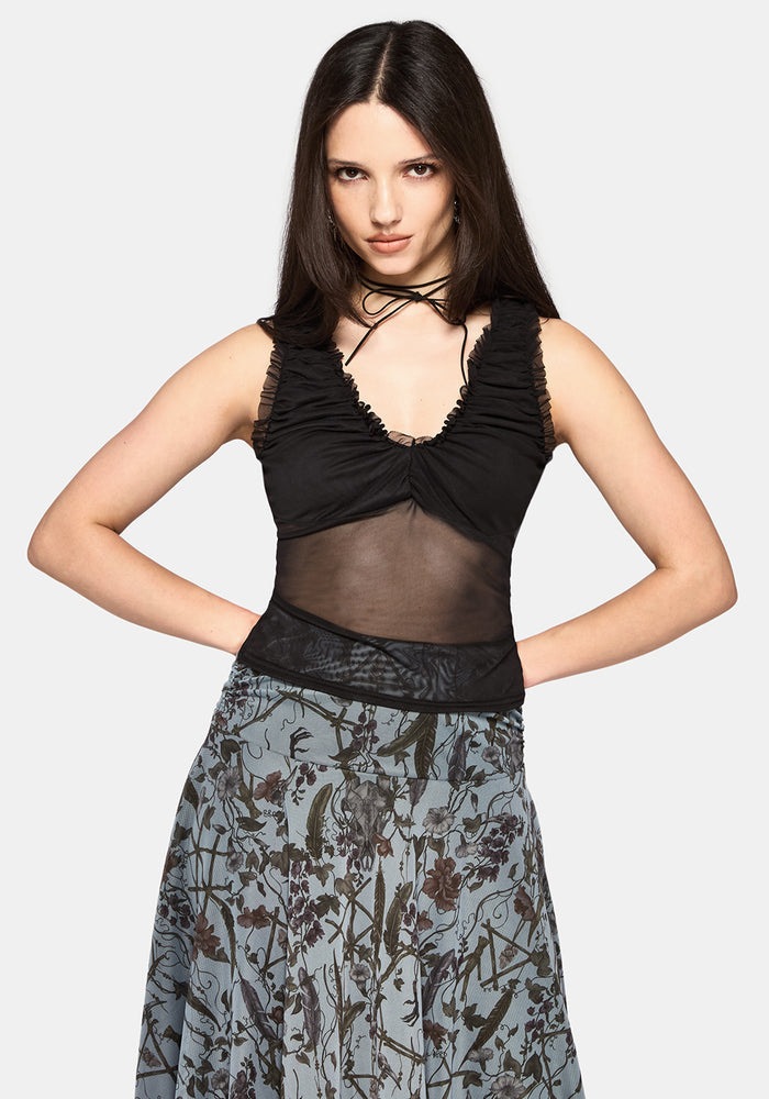 Gia Ruche Mesh Top