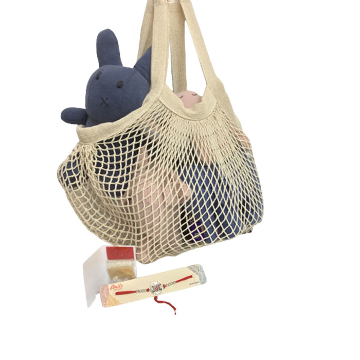 Gift Combo | Net bag | Elephant toy Pair | Reversible Octopus| Taddy | Chocolate - Mojopanda Organic  Store