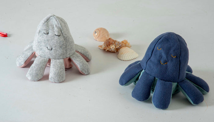 Gift Combo | Net bag | Elephant toy Pair | Reversible Octopus| Taddy | Chocolate - Mojopanda Organic  Store