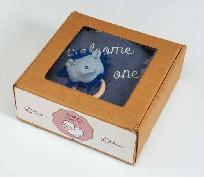 Gift Set of 2 (Cushion, Lion Rattle) | 100% Organic Cotton - Mojopanda Organic  Store