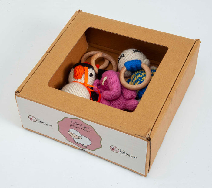 Gift Set of 3 (Penguin, Elephant & Baby Hippo) I 100% Wool