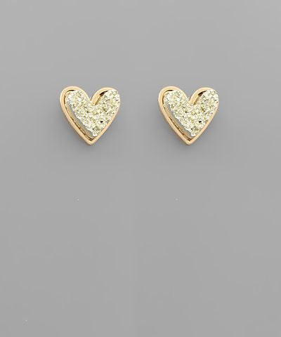 Glitter Heart Stud Earrings