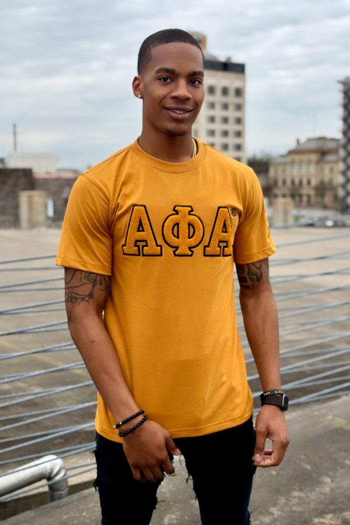Gold ΑΦΑ APhiA Sleeve Chenille Tee