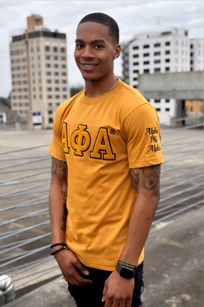 Gold ΑΦΑ APhiA Sleeve Chenille Tee