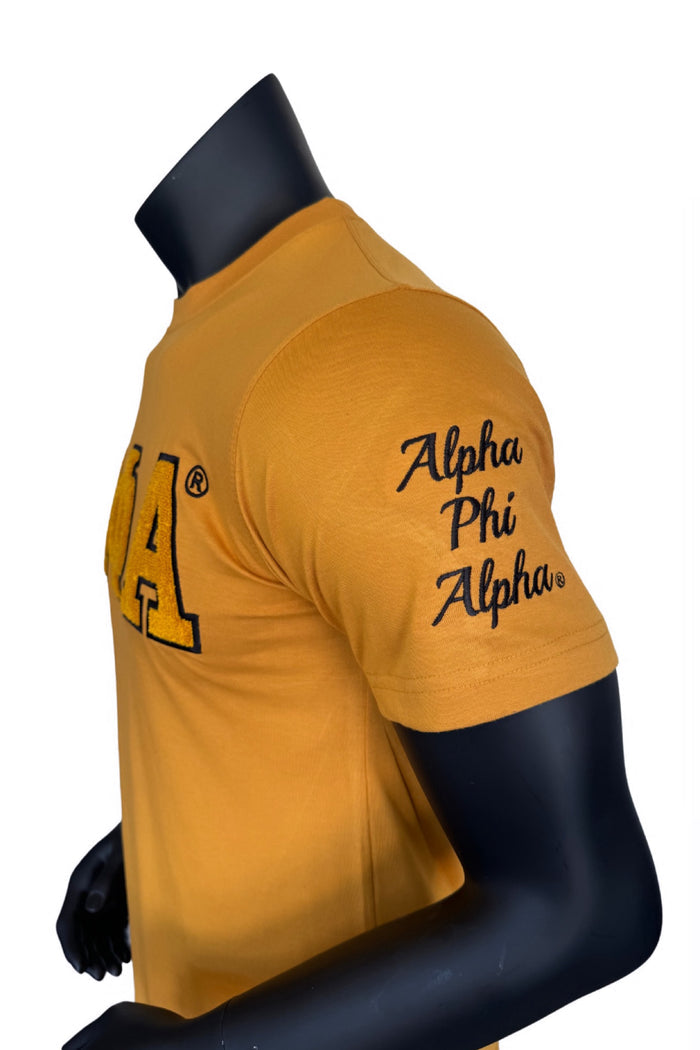 Gold ΑΦΑ APhiA Sleeve Chenille Tee