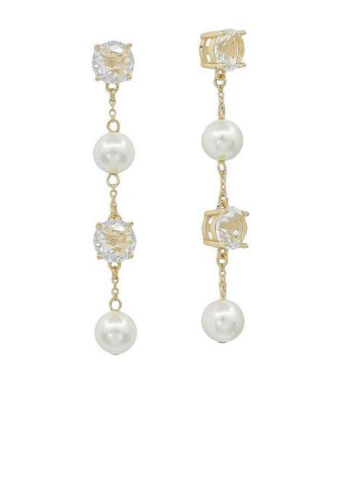 Gold Pearl Earring Dangle Meghan Browne Design Earring