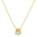 Gold-tone CZ stone necklace with small round pendant cluster on link chain