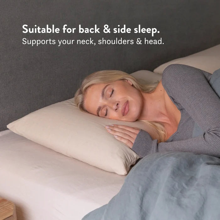 Graphite Latex Pillow - Natural foam pillow alternative soft bouncy supportive cooling 100% cotton undyed unbleached cover for back and side sleepers