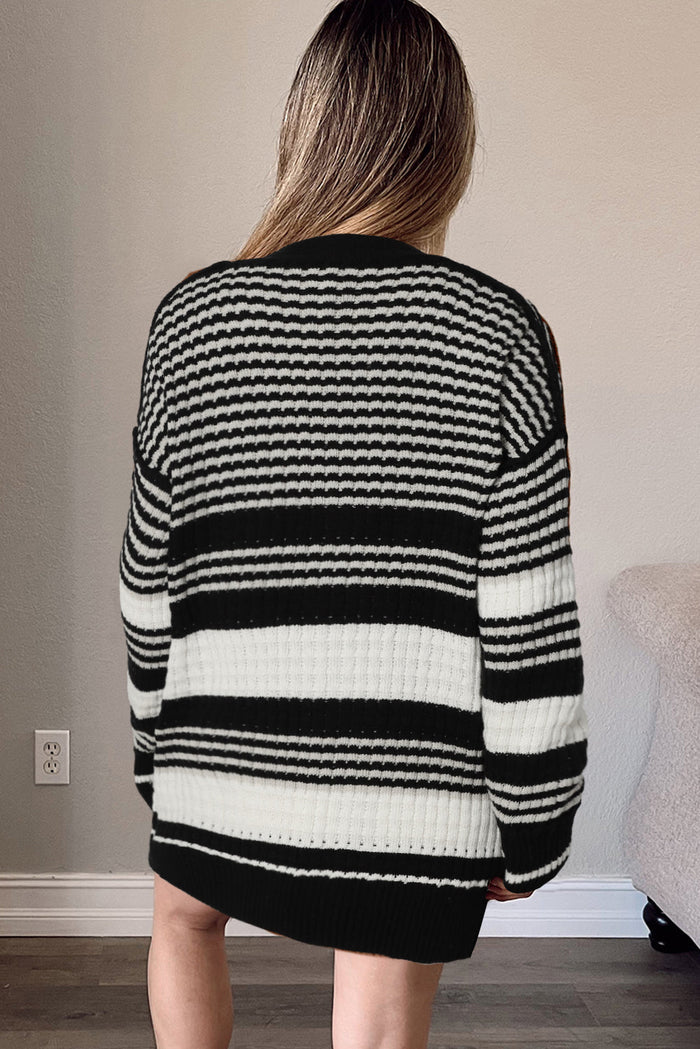 Green Colourblock Textured Knit Buttoned Cardigan - Sweaters & Cardigans/Cardigans