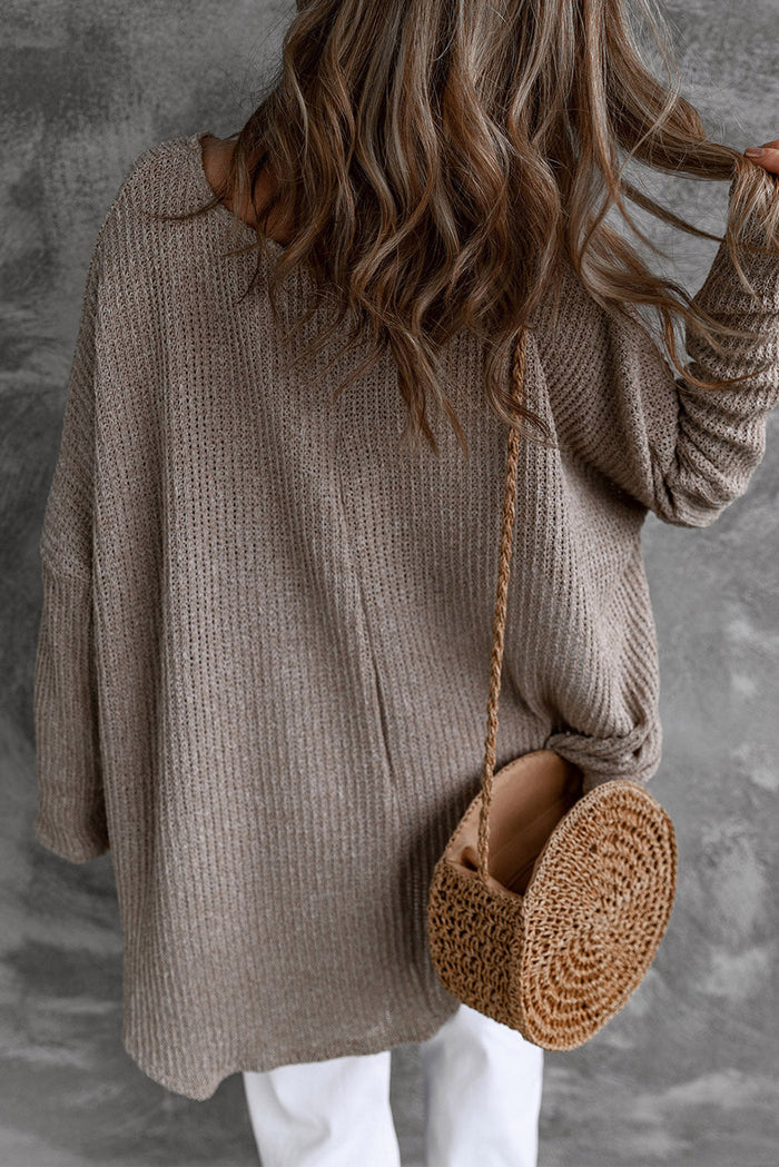 Grey Slouchy Dolman Sleeve High Low Sweater - Sweaters & Cardigans/Sweaters