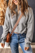 Grey Turtleneck Drop Shoulder Bubble Sleeve Knit Sweater - GRAY / S / 50% VISCOSE + 28% POLYESTER + 22% POLYAMIDE