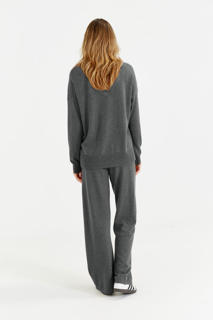 Grey Wool-Cashmere Slouchy Sweater