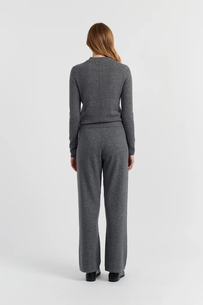 Grey Wool-Cashmere Wide-Leg Track Pants