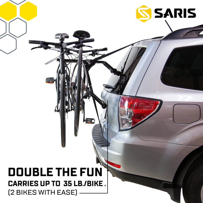 Saris Bones EX Trunk Rack — "Doubly Tested" safety and security callout