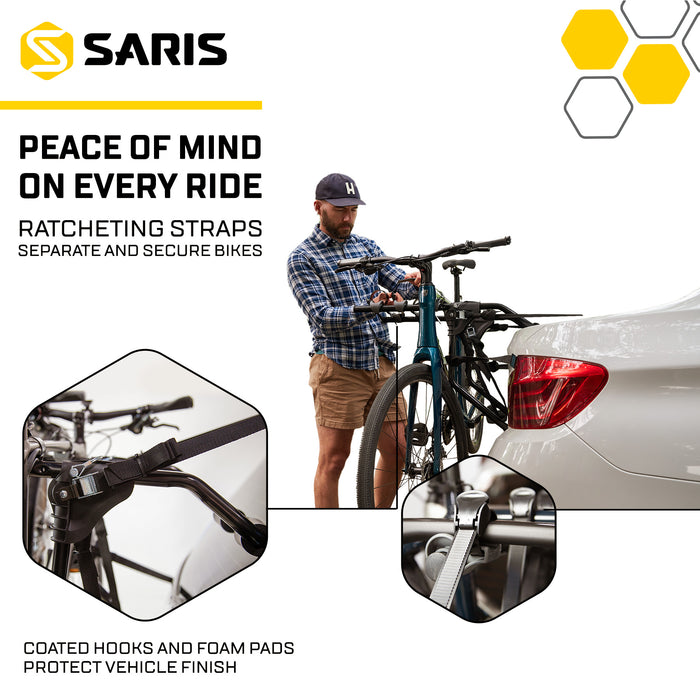 Saris Guardian 2-Bike Trunk Rack — arms and hook configuration