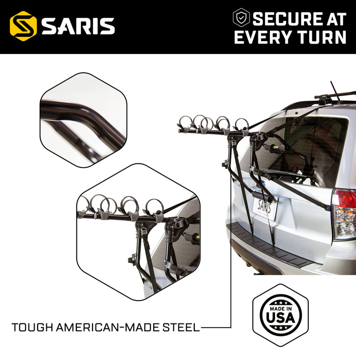 Saris Guardian 2-Bike Trunk Rack — mounted on sedan trunk lid