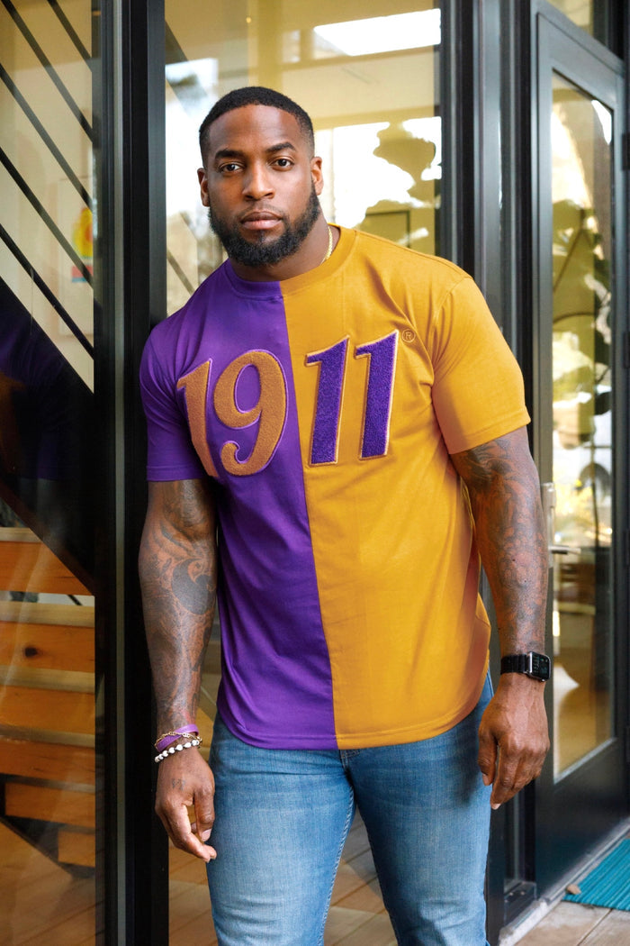 Half Purple/Gold 1911 Chenille Tee